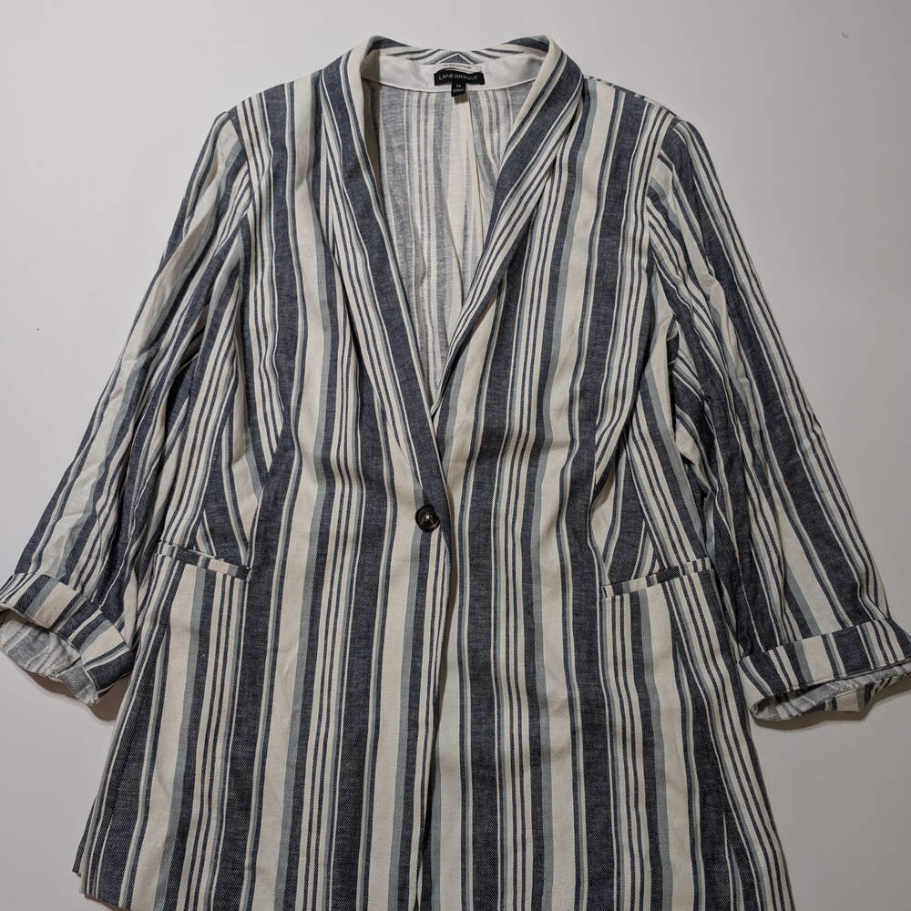 Lane Bryant Navy and White Striped Blazer